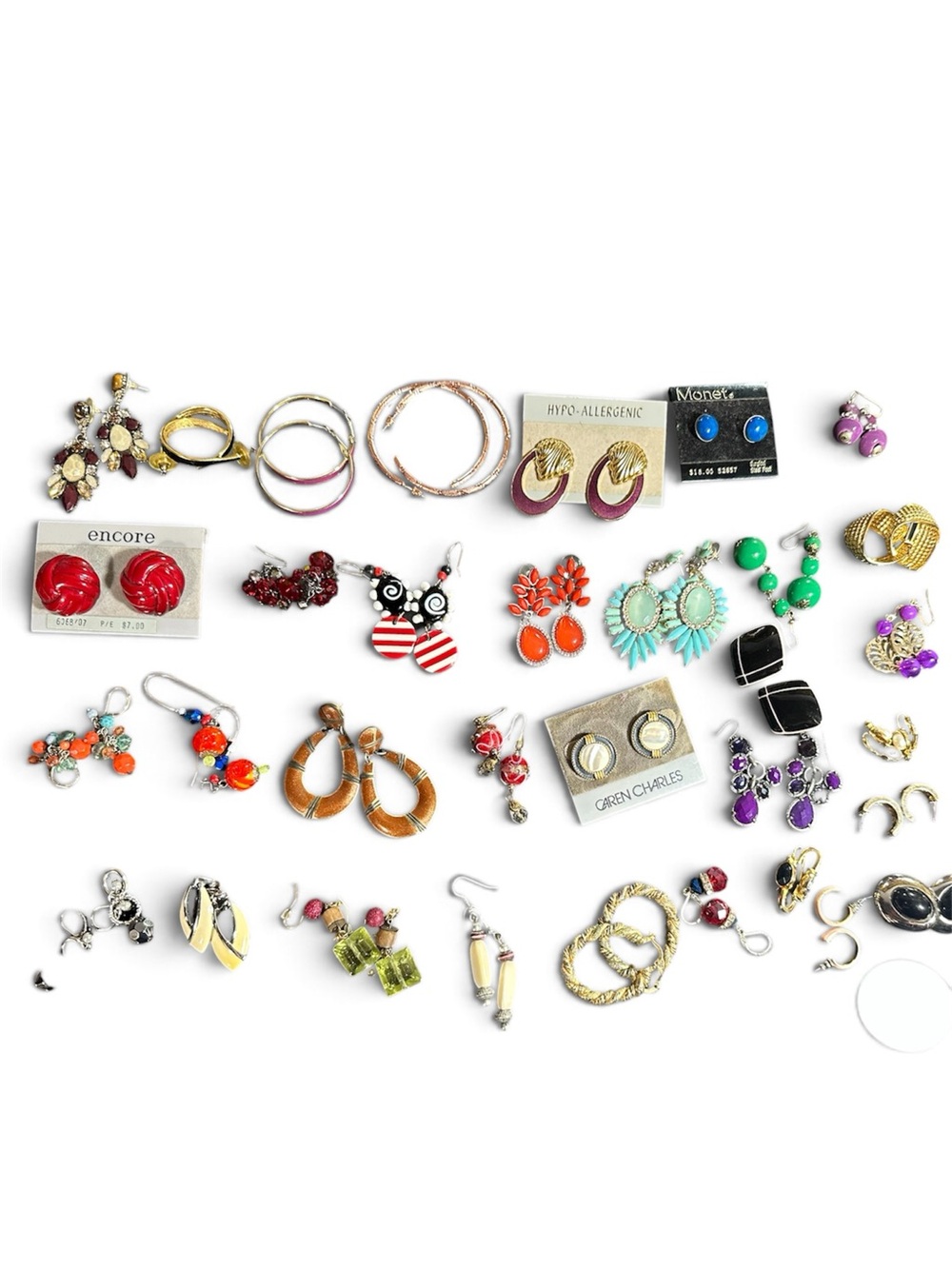 Lot of 33 Vintage Assorted Women's Earrings - Mixed Colors by Various Brands